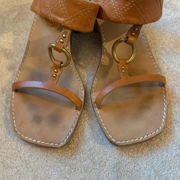 Marc Jacobs Leather Block Heel Embroidered Ankle Strap Sandals 8 - Picture 2 of 12